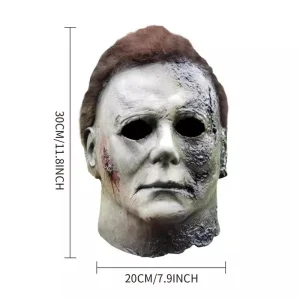 Halloween Michael Myers Mask spaventoso Killer Full Head Mask Creepy Fire Burn Scar Latex Face Mask Cosplay Costume Party puntelli coltello 1