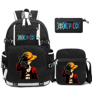 3 pz/set Anime One Piece Stampato Zaino con Borsa a Tracolla Pengcil Caso per Adolescente Ragazza Ragazzo Ritorno A Scuola Bookbag Zainetto 1