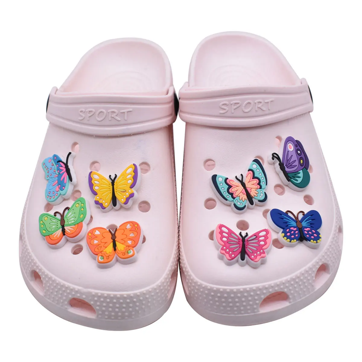 Disney Farfalla Colorata 10-100pcs Scarpe Pendenti e Ciondoli Borsa per Scarpe in PVC Accessori per Zoccoli Sandali Decorazione Fibbia Regali per Bambini 3