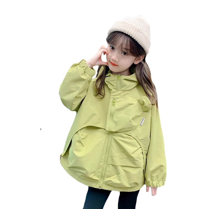 Cappotto con cerniera con cappuccio tinta unita per ragazze nuove primavera autunno per abbigliamento casual da esterno per ragazze adolescenti da 4-12 anni 6