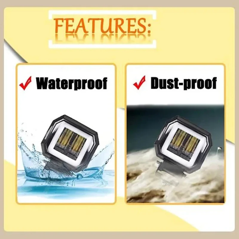 Luci per moto led Square Angel Eyes Fari ausiliari per moto Fendinebbia Luci a led aggiuntive Accessori per moto 5