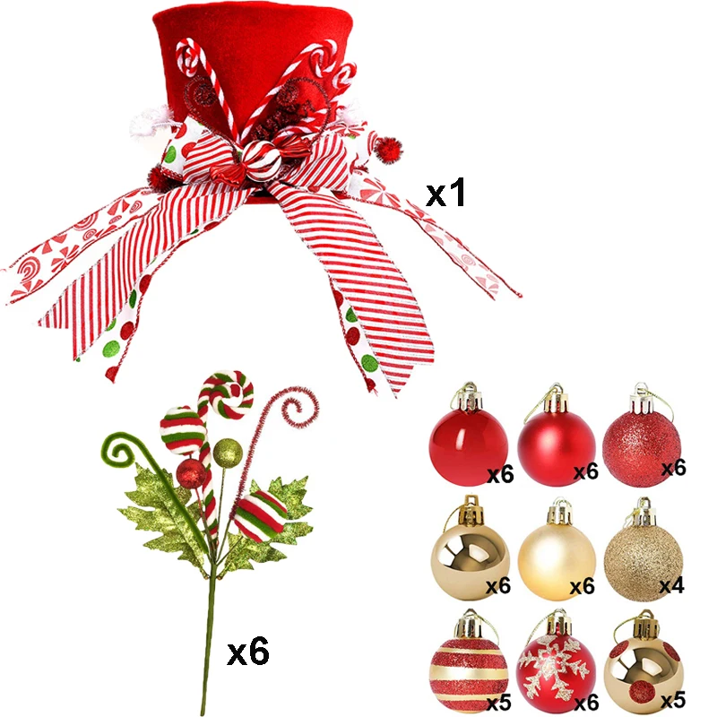 Decorazioni natalizie Set Ornamenti per l'albero di Natale Appesi Decorazioni per la casa Soggiorno Negozio Festa di Capodanno Cappello per le vacanze Dropshipping 3