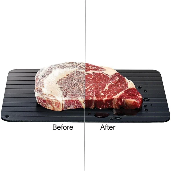 Vassoio per scongelamento rapido Vassoio per scongelamento degli alimenti in lega di alluminio Vassoio per scongelamento per carne congelata Vassoio per alimenti per pesci Accessori per la cucina di casa Gadget Strumenti 2