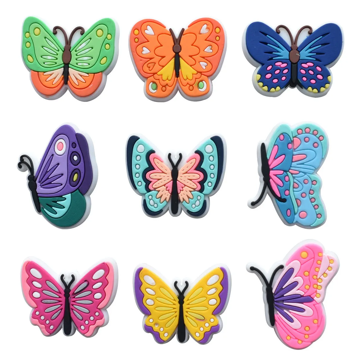 Disney Farfalla Colorata 10-100pcs Scarpe Pendenti e Ciondoli Borsa per Scarpe in PVC Accessori per Zoccoli Sandali Decorazione Fibbia Regali per Bambini 4