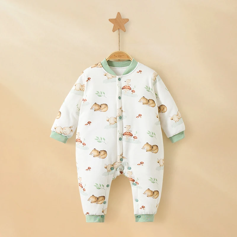 Tuta da neonato trapuntata autunno inverno in puro cotone spesso abbigliamento da neonato tuta da bambino unisex tuta strisciante 4