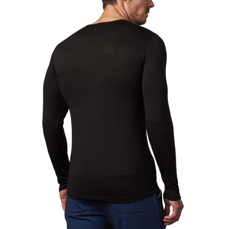 Camicie da uomo in lana merino al 100% T-shirt a maniche lunghe Strato base termico Camicia in lana merino 200 g/mq Traspirante Anti-odore 3