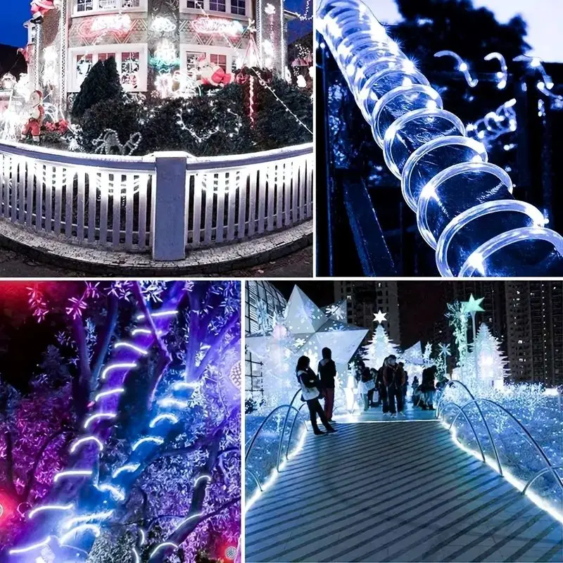 8 modalità di luci decorative stradali impermeabili per luci a tubo solare Luci decorative per matrimoni e festival (50/100/200/300 LED) 5