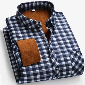 Camicia a maniche lunghe foderata in pile da uomo Autunno Inverno Business Casual Comodo non stirabile Top versatile per uomo 2025 1