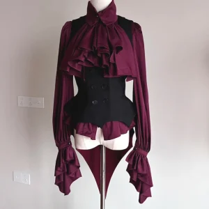 Lolita Dolce Camicetta con maniche svasate Y2k Estetica Ruffle Grunge Camicia aderente Top Donna Harajuku Monopetto Vintage Blusas 1