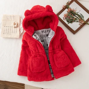 Nuovo cappotto invernale per bambina spesso e caldo, abbigliamento per bambini semplice in tinta unita adatto per bambini con un'altezza di 90-140 cm 1