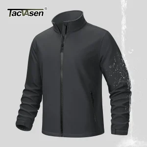 TACVASEN Giacca Softshell foderata in pile Giacca antipioggia da uomo con zip intera Giacca da lavoro all'aperto Primavera Trekking Escursionismo Giacca a vento da uomo 1