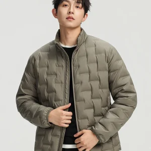 Giacca imbottita in piuma d'anatra bianca al 90% da uomo in stile coreano con colletto alla coreana Cappotto leggero caldo antivento per pendolari quotidiani per l'autunno inverno 1