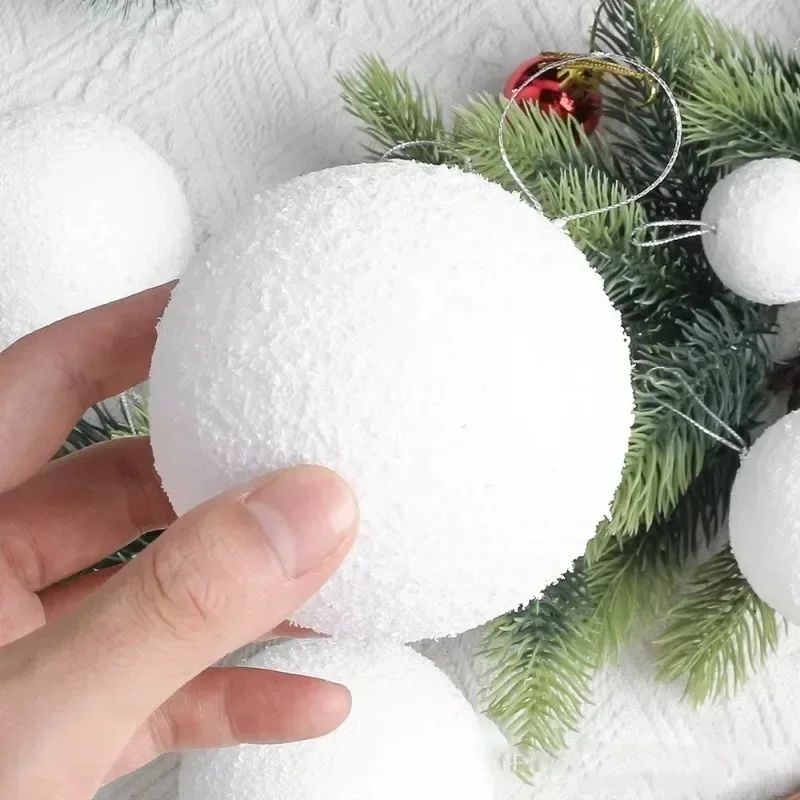 54/6PCS Palline di Natale in Schiuma Bianca per Albero di Natale Appeso Palla Ornamenti Pendenti per Matrimonio Capodanno Festa Decorazioni per la Casa Forniture 3