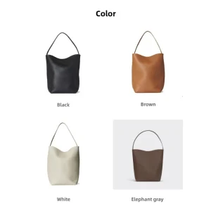 Borsa tote a secchiello di nicchia di fascia alta: grande capacità, vera pelle, borsa a tracolla alla moda minimalista 1