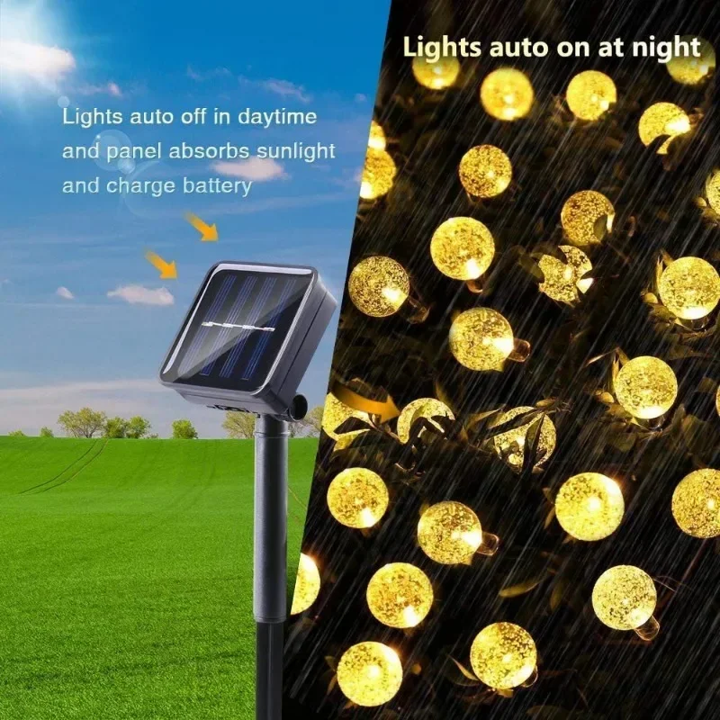 2025 Nuovo globo di cristallo solare LED luci della stringa IP65 luce fata esterna impermeabile per decorazioni natalizie per feste in giardino 6