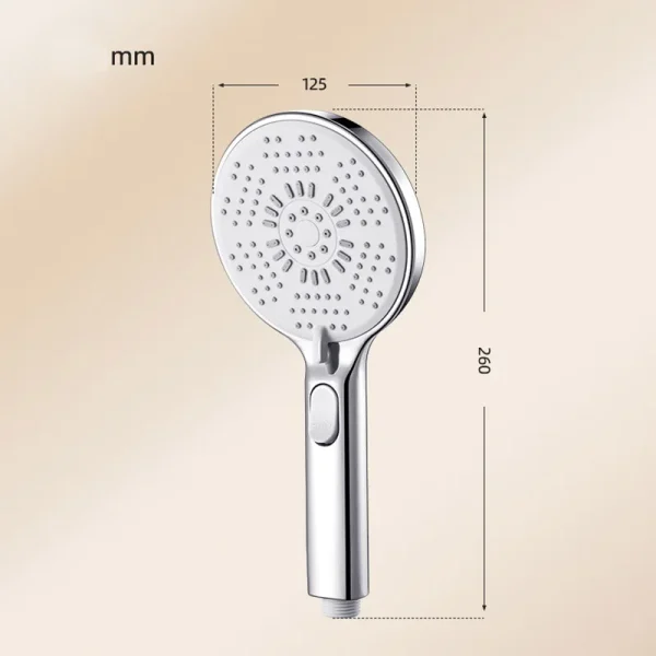 Soffione doccia da bagno con pannello in silicone con arresto dell'acqua a un pulsante per doccia portatile con filtro booster per uscita acqua a 5 funzioni 6