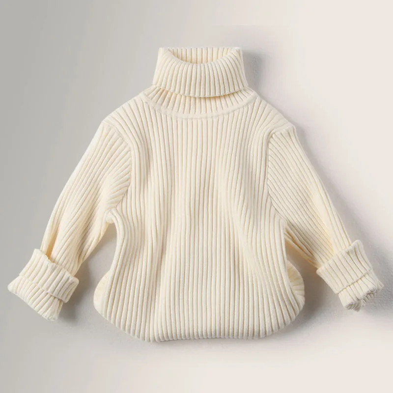 Autunno inverno nuovi neonati maschi ragazze maglioni dolcevita bambini Pullover Top tinta unita maglioni fondo lavorato a maglia abbigliamento per bambini 2