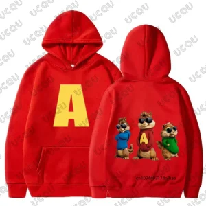 Felpe con cappuccio in cotone Alvin and The Chipmunks per bambini Felpe a maniche lunghe autunno inverno Top casual oversize per bambini/adulti 1
