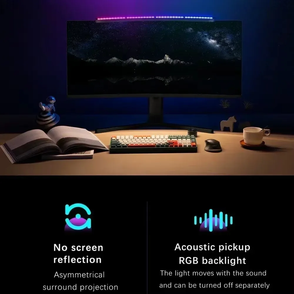 Youpin LYMAX Monitor per computer Lampada da tavolo Schermo curvo Lampada da scrivania Oscuramento Eye-Care Musica sensibile al suono Hang Gaming Light pro 3