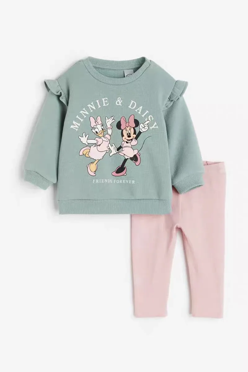 Costume autunnale per ragazze, felpa carina, cartone animato, top a maniche lunghe, pantaloni sportivi, due pezzi, nuove tute casual larghe per bambini 2
