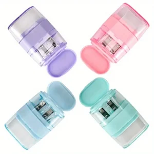 12 pezzi Temperamatite manuale con gomma Doppio foro Design divertente multicolore Struttura durevole Ricompensa in classe per il rientro a scuola 1