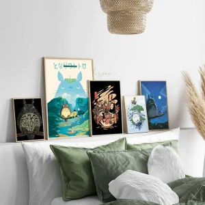 Studio Ghibli Anime Totoro Cartoon Classic Poster Adesivo da parete fantasia per soggiorno Bar Decorazione Decor Art Wall Stickers 1