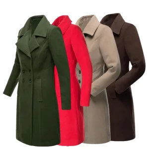 Trench da donna doppio petto foderato in lana giacca calda bavero cappotto sottile ed elegante capispalla streetwear di grandi dimensioni abbigliamento da donna 1