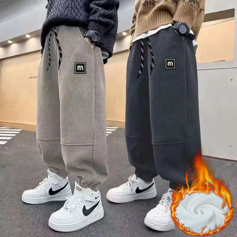 Ragazzi Pantaloni da neve in lana d'agnello Adolescente Inverno Addensare Pantaloni sportivi Bambini Pantaloni imbottiti caldi Bambini più Abbigliamento in velluto 3-12 anni 3