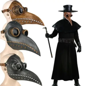 Maschera da dottore in gomma nera per parassiti Halloween naso lungo Bird Creek Steampunk maschera per il viso in lattice di Gas Cosplay Prop per bambini e adulti 1