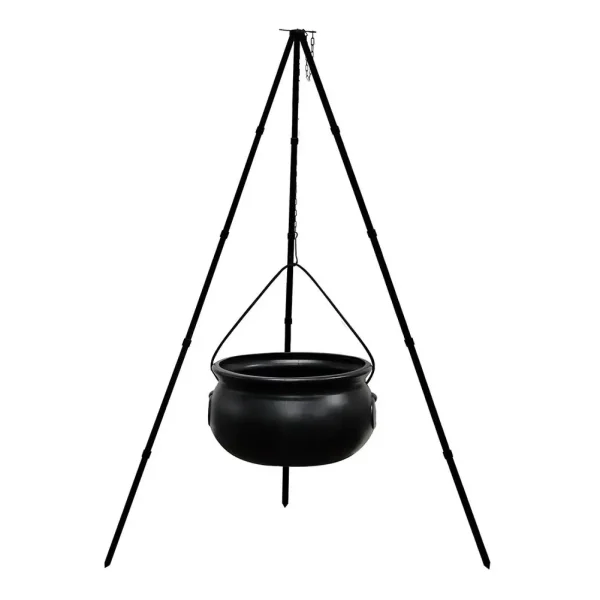 Calderone per streghe all'aperto per decorazioni di Halloween su treppiede Ciotola per streghe in plastica nera Party Hocus Pocus Secchio per caramelle per cortile L J5P9 4