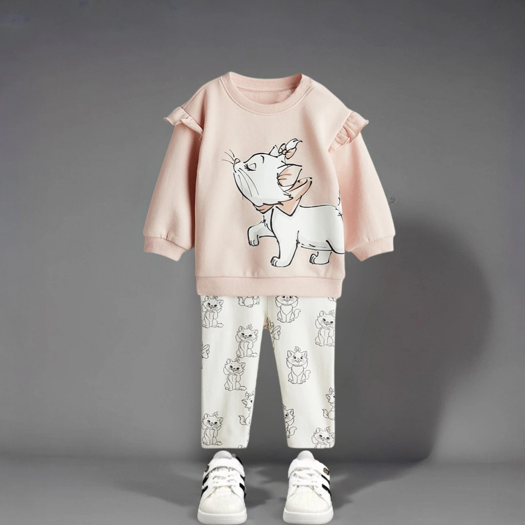 Cartoon Cute Baby Girls Felpa Abiti Primavera Autunno Abbigliamento per bambini Abito a maniche lunghe Allentato Casual Tute per bambini 1-6Y 3