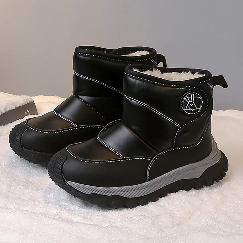 Stivali da neve per bambini per adolescenti Stivali di peluche spessi e caldi per ragazze da ragazzo Tendenza Moda Scarpe calde in cotone per bambini Stivali per bambini alla moda 1