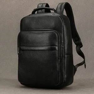 Borsa da scuola in vera pelle per uomo donna Zaino in pelle di vitello nera 14 15 Zaini per laptop da 16 pollici Borsa da viaggio Uomo Donna Nuovo design 1