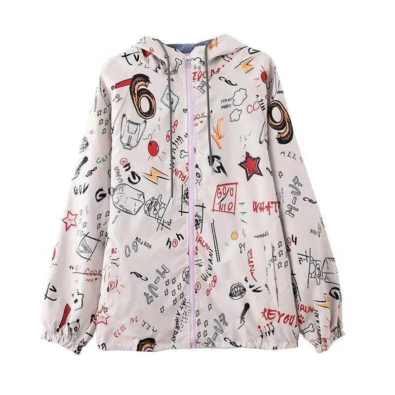 Doppio strato di usura su due lati Primavera Autunno Stile pigro Alla moda Con cappuccio Allentato Manica lunga Giacca sottile Cappotto da donna Capispalla casual 5