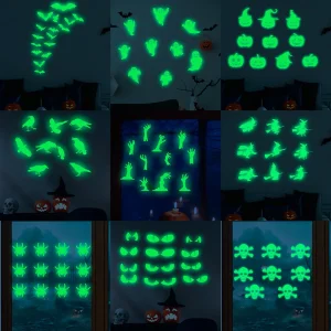36 pezzi di decalcomanie da parete luminose di Halloween che si illuminano negli occhi scuri adesivo per finestre per la decorazione di Halloween per forniture per feste a casa 1