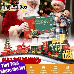 Serie natalizia Telecomando classico Pista per piccoli treni Pista a vapore elettrica Modello di treno Luci Regali di festa per bambini 1