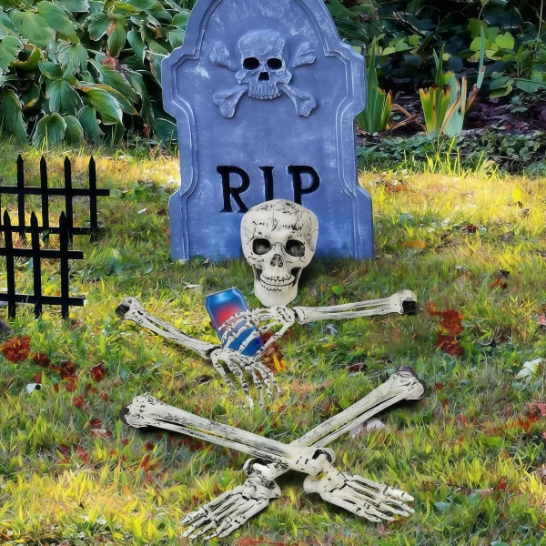 Decorazioni per paletti di scheletro di Halloween, ossa realistiche delle gambe del braccio dello scheletro, decorazione di Halloween del giardino del cortile spettrale 6