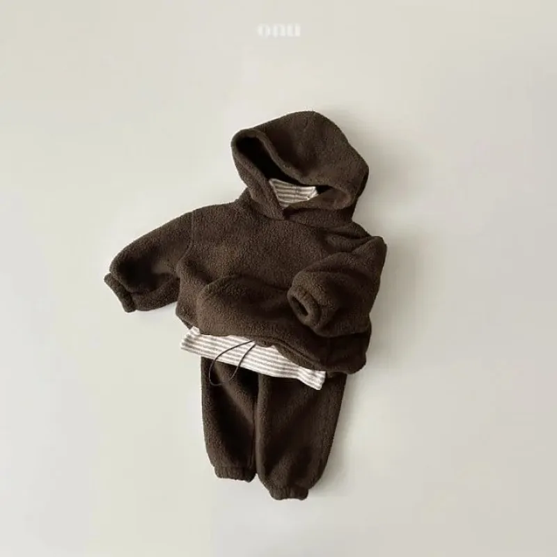 Ragazze Tinta unita Top Inverno Nuovi bambini Maglione con cappuccio in pile per bambini Set in due pezzi Abbigliamento per bambini Ragazze Bambini Boutique di vestiti 2