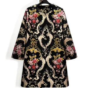 Cappotto di media lunghezza dimagrante con perline pesanti retrò elegante jacquard di fascia alta da donna 2025 Cappotto da donna allentato di nuova moda autunno inverno 1