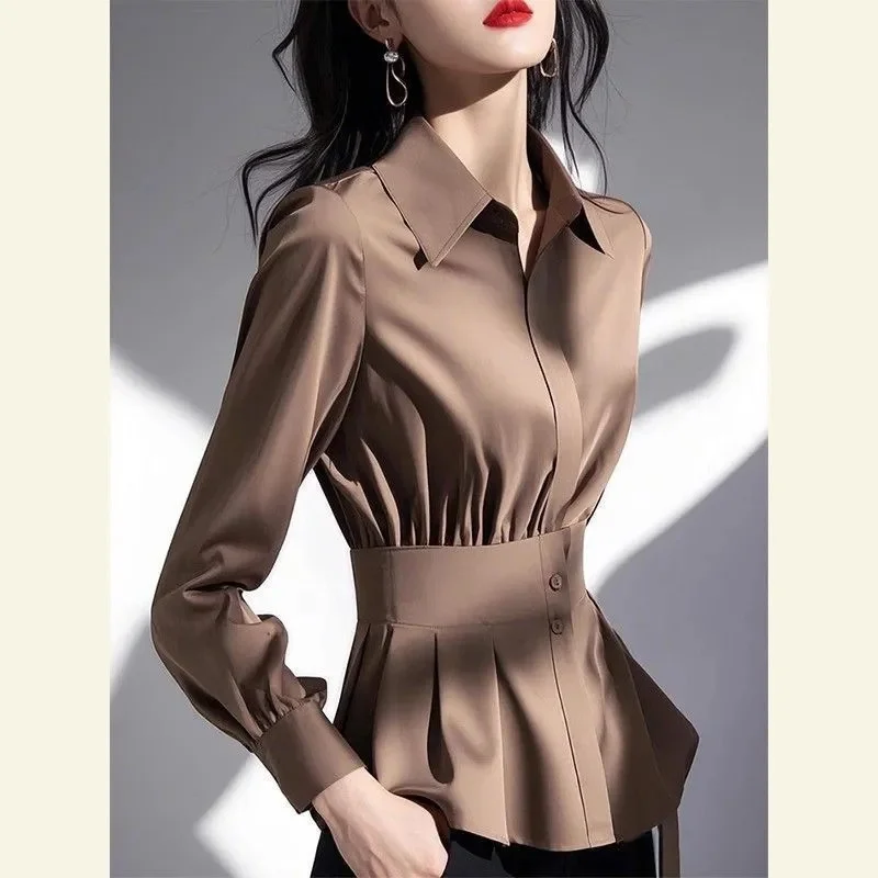 Camicia che unisce la vita Nuovo cappotto da donna realizzato in Europa Lady Primavera Estate 2025 Giacche di nicchia chic di fascia alta Top di lusso leggero Donna 3