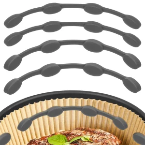 Dispositivo di fissaggio con fibbia magnetica per friggitrice ad aria in silicone da 4 pezzi, carta pergamena resistente al calore, fissaggio con fibbia magnetica, gadget da cucina 1