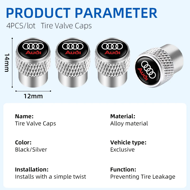 4 pz Auto Valvola Della Gomma Porta Aria Stelo Tappo di Copertura Spina CNC Per Audi A1 A3 A4 A5 A6 A7 S3 S4 S5 S6 RS3 RS4 RS5 RS6 Q3 Q5 Q7 2