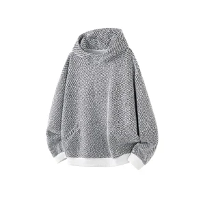 2025 Autunno Inverno Nuovo maglione con cappuccio a righe Coreano vento pigro Felpa con cappuccio da uomo a maniche lunghe Top Felpe con cappuccio unisex 1