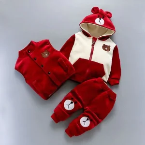 Ragazzi Ragazze Set imbottito Nuovo Autunno Inverno Abiti per bambini Bambini Giacche con cappuccio + Pantaloni 3 pezzi Abiti Baby Spring Cartoon Clothing 1