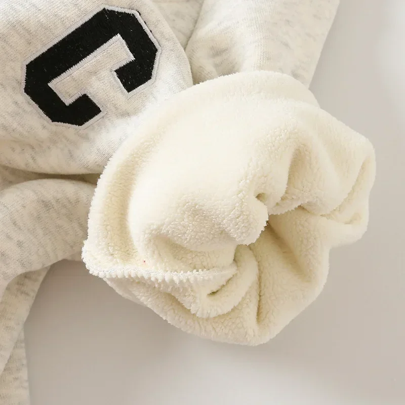 2024 Autunno Inverno Pagliaccetti per bambini Fodera spessa Tute per ragazzi Fodera in pelliccia Vestiti per bambini Vestito per ragazzi 3