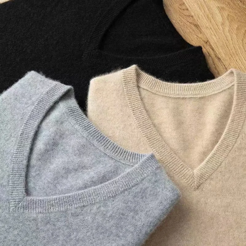 Maglione in Cashmere Super lana uomo Pullover spesso autunno inverno caldo classico scollo a v vestiti maglione maschile Jersey Hombre Pull Homme 2