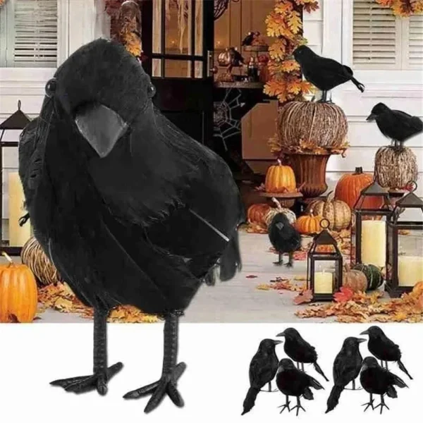 Simulazione Corvo nero Halloween Corvo nero Puntelli Simulazione Uccello finto Fantasma Festival Decorazione di Halloween Giocattoli spaventosi 1
