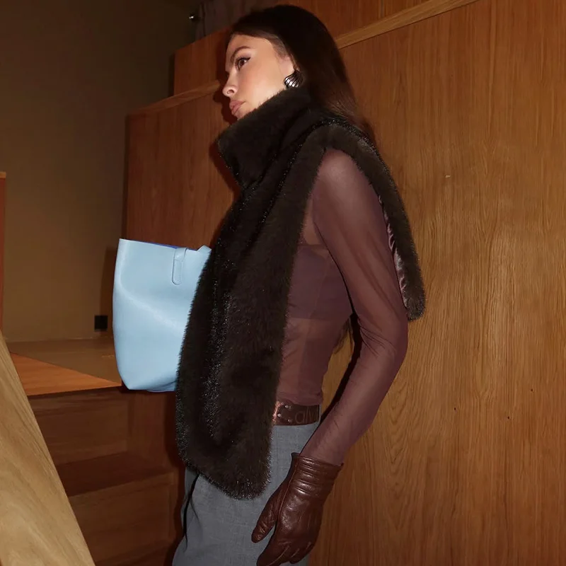 Ticketsx Giacca da donna in gilet di lana Moda nuova giacca da gilet invernale calda senza maniche solida Giacca da strada femminile casual vintage 4