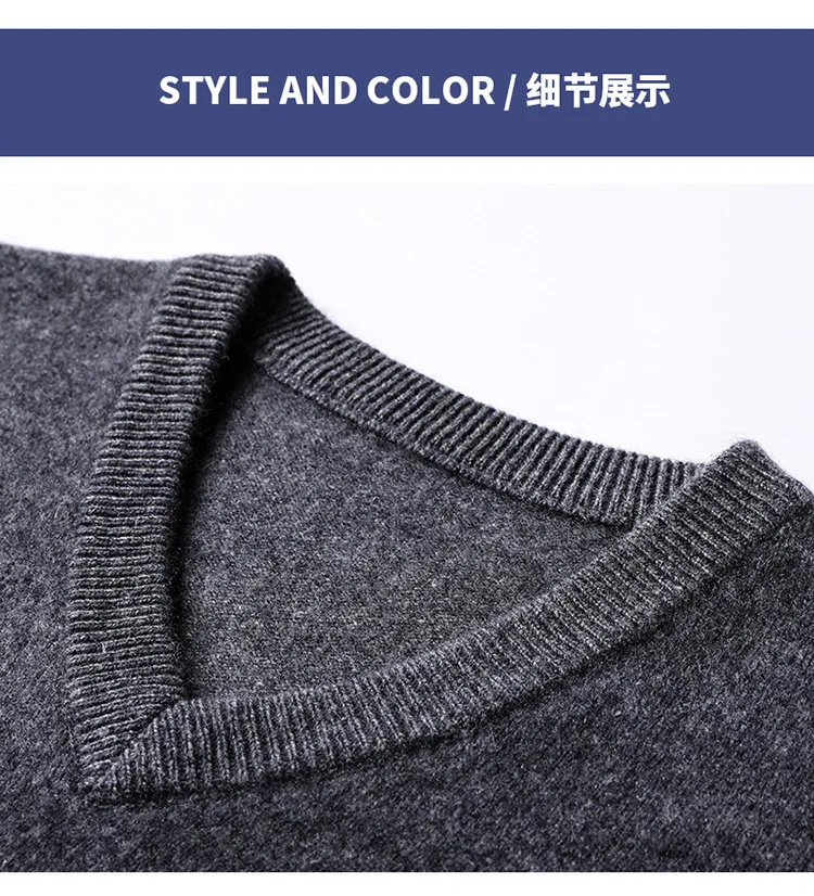 Maglione da uomo classico pullover con scollo a V in misto cotone cashmere 2024 autunno inverno lavoro casual maglione tutto-fiammifero maglioni lavorati a maglia maschili 3