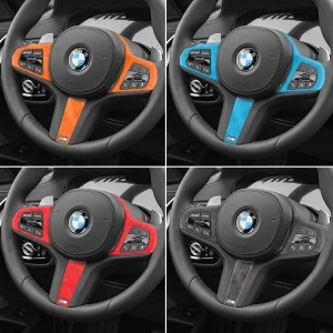 Realizzato in Alcantara Per BMW G30 G20 G28 G21 G11 G12 F40 Z4 G32 Adesivi per volante per auto Pulsante Trim Telaio Accessori interni 1